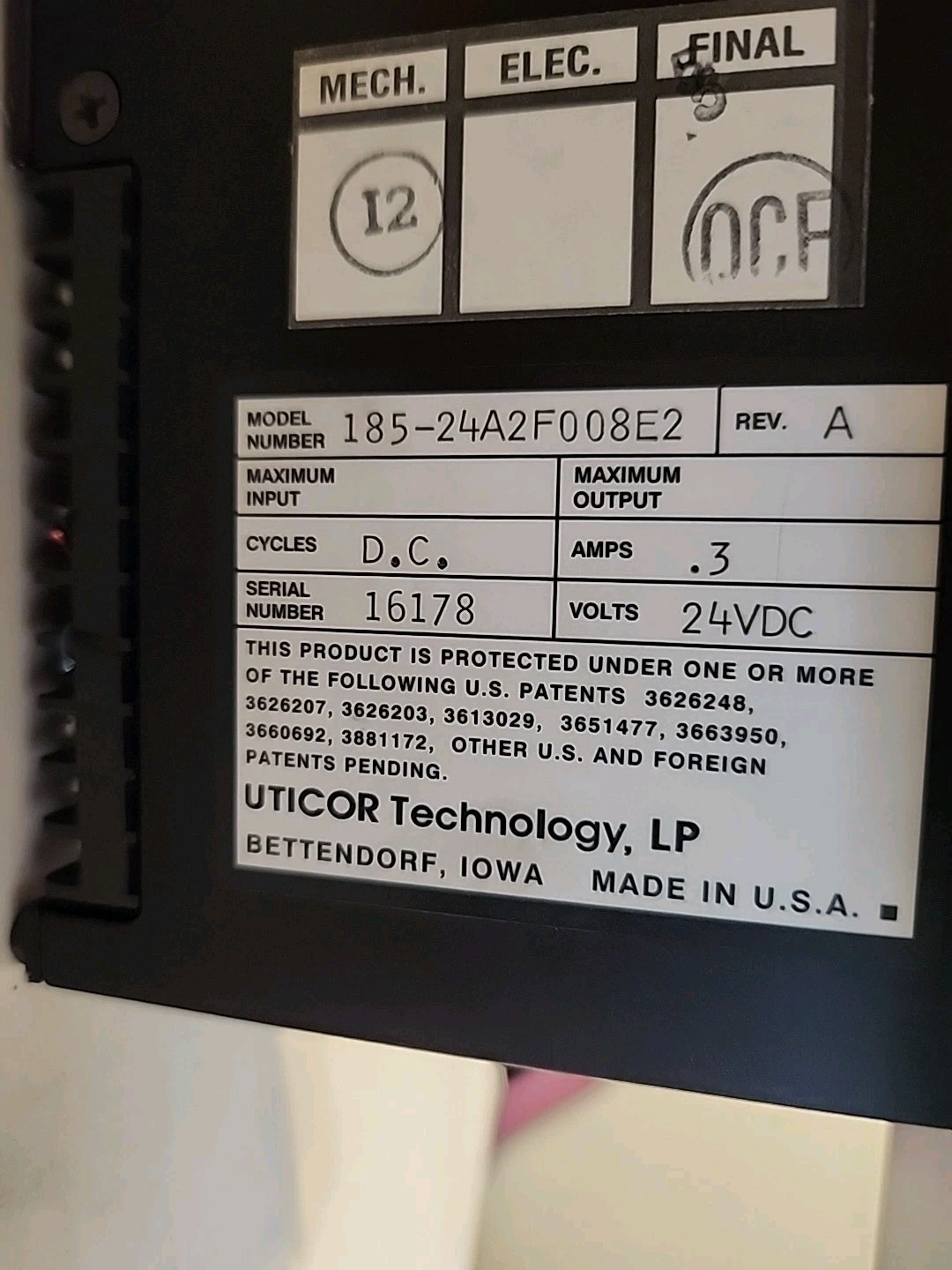 Uticor Operator Interface Display – 185-24A2F008E2 w/Warranty – Free Shipping