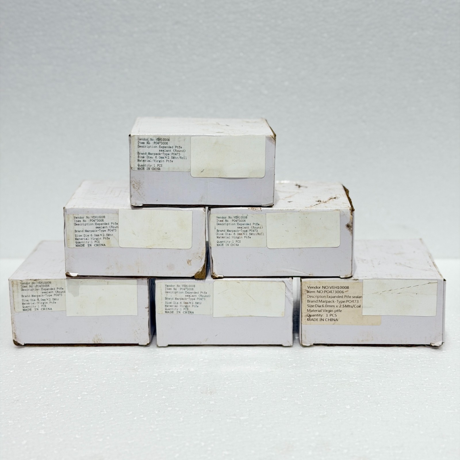 NEW MARPAC PO473 EXPANDED PTFE SEALANT TAPE 6MMX2.5M ROUND VIRGIN PTFE LOT OF 6