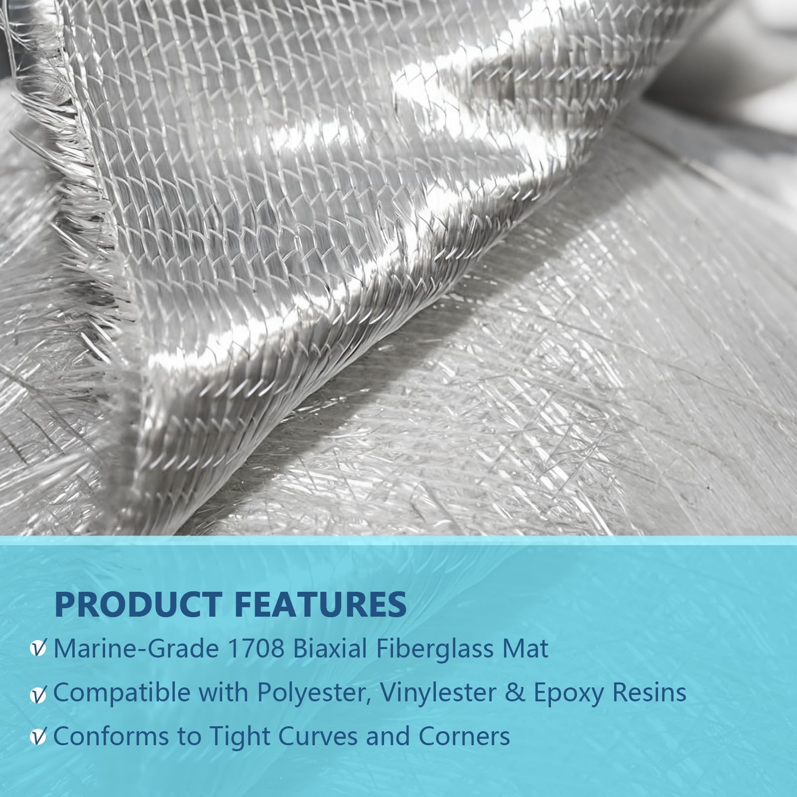 1708 Biaxial Fiberglass Cloth 35″ x 10 Yards (30 ft) | 17 oz Biaxial + 0.75 o…