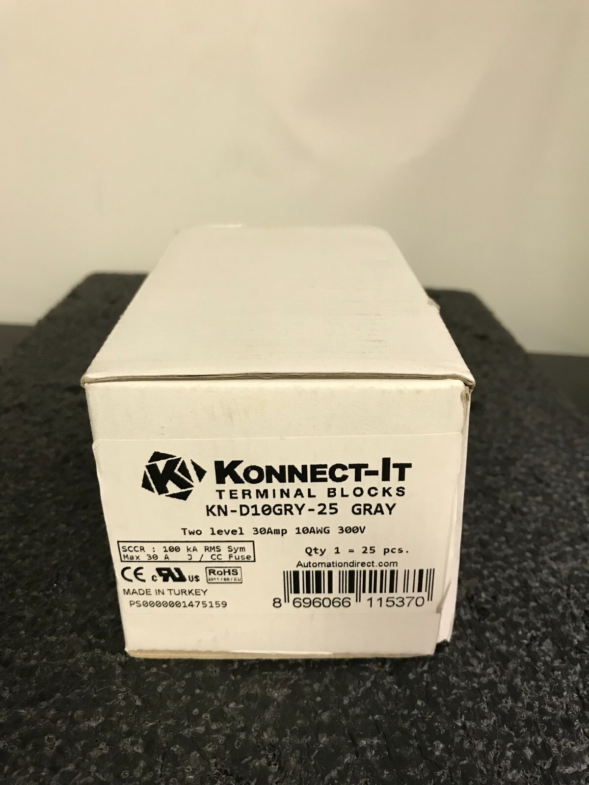 KONNECT IT KN-D10GRY-25 Two Level 30A 10AWG 300v Terminal Block 1 Box of 25
