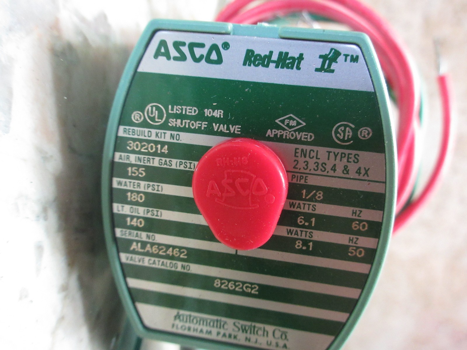 ASCO RED-HAT SHUTOFF VALVE UNIT 302014 CNC 8262G2
