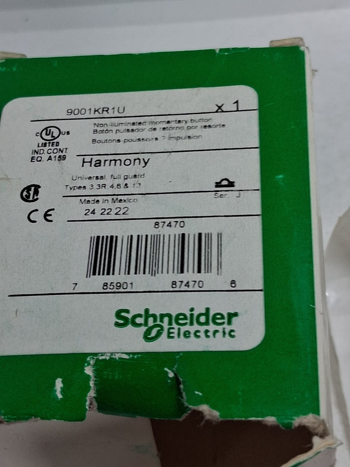SCHNEIDER 9001KR1U PUSHBUTTON FLUSH 30MM W/MULTI COLOR LENS NIB
