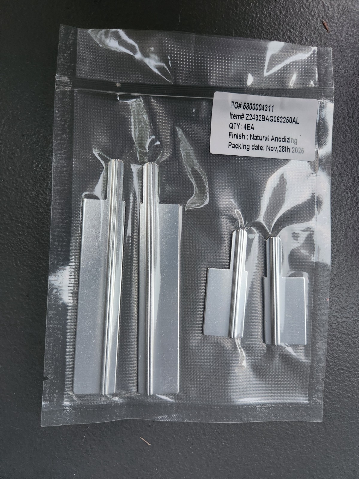 (Qty: 4ea) Z2432BAG062250AL, Finish: Natural Anodizing, Flair Kit Aluminium