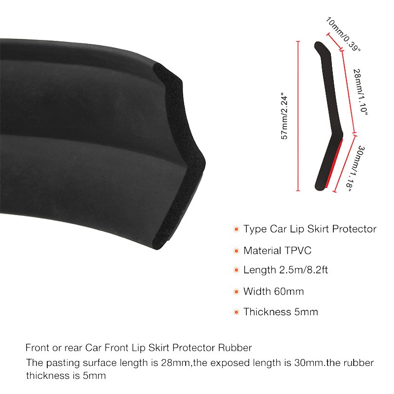 Weather Resistant TPVC Lip Spoiler Anti-Scratch Bumper Guard Trim Universal Cars