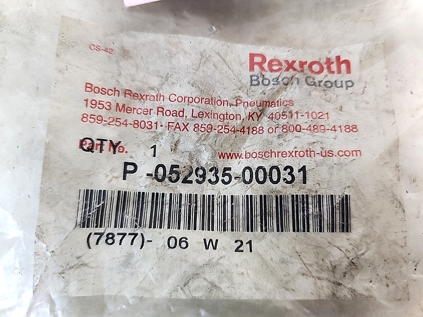 Bosch Rexroth P-052935-00031 Quick Exhaust
