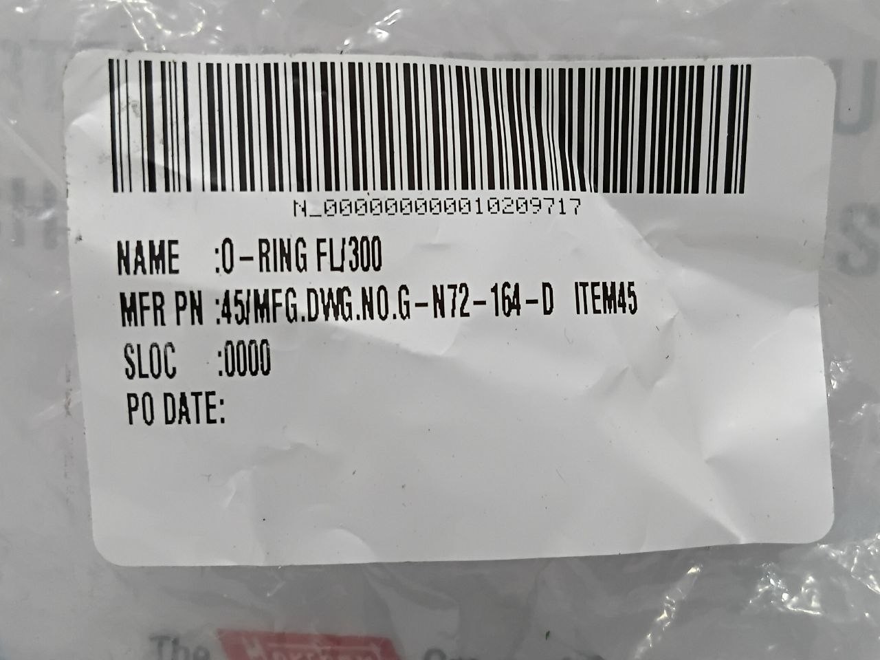 O-Ring FL/300 G-N72-164-D O-Ring Size OD 78mm x ID 71mm x Thick 5mm