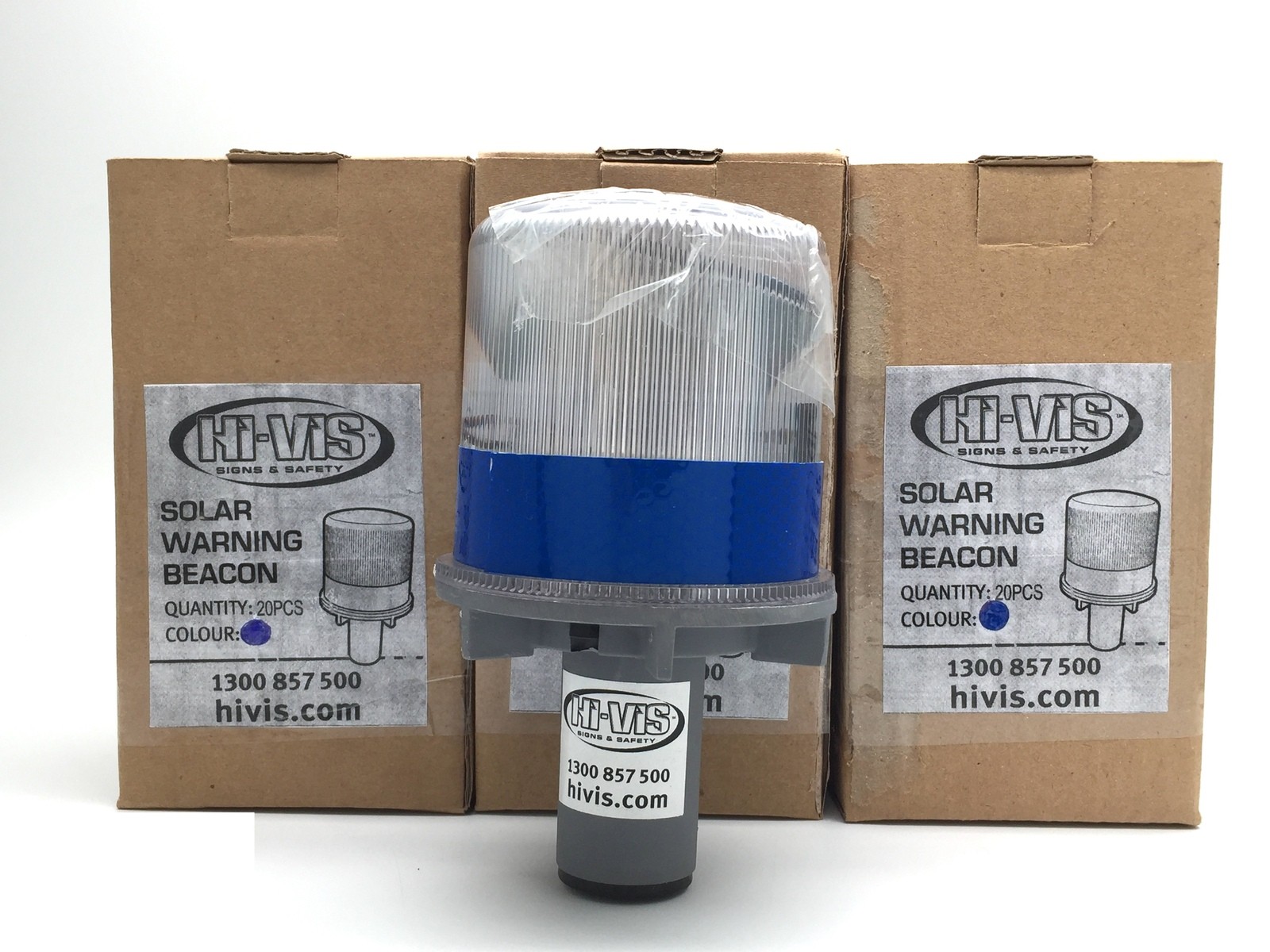 HI-VIS Solar Warning Beacon LED Emergency Flashing Light Lamp BLUE x3