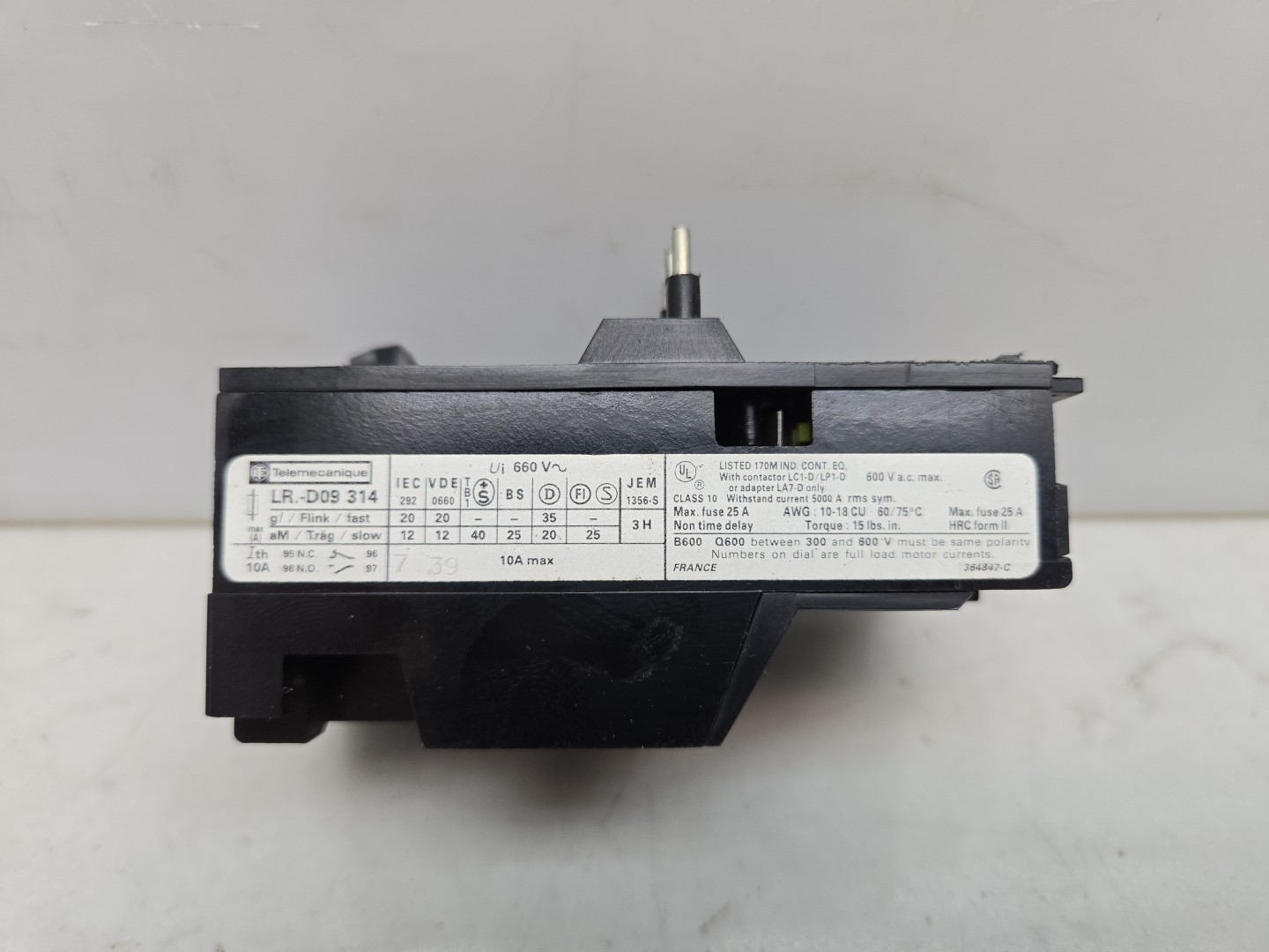 Telemecanique LR1-D09 314 Overload Relay 7-10A 690V 3-Pole LRD09314