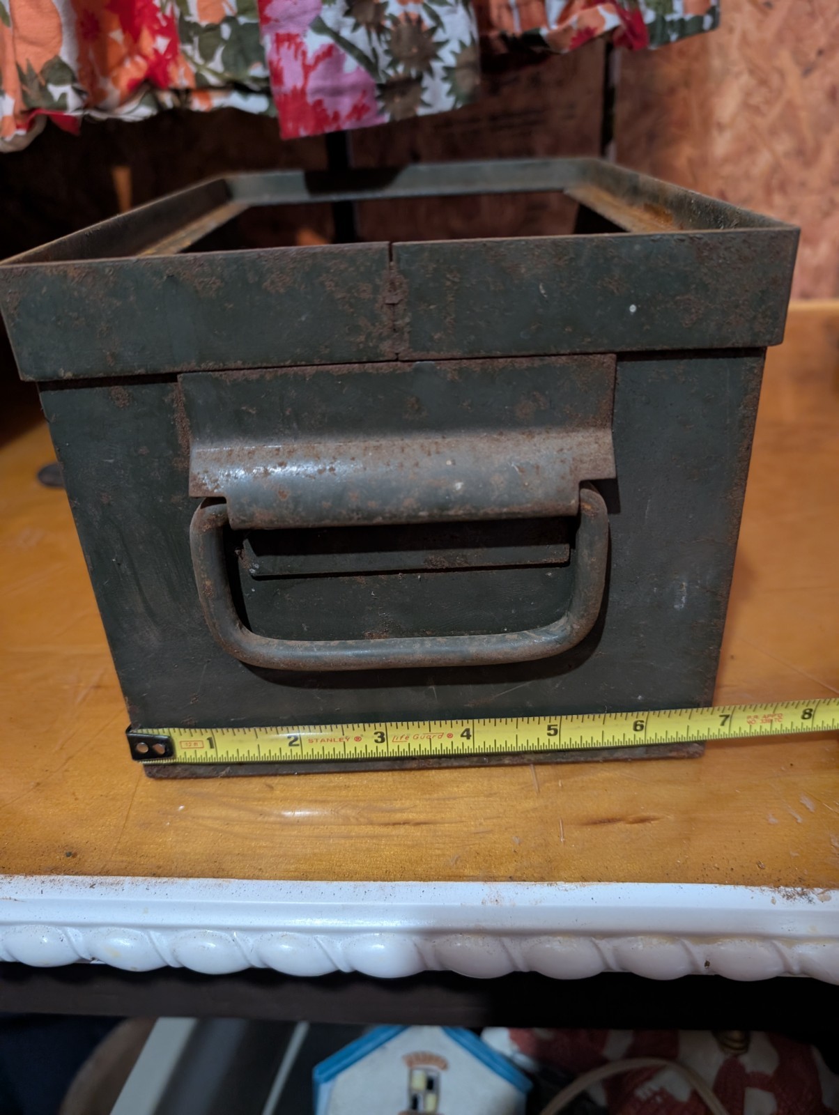 Metal Parts Bin With Handles Stacking Box Industrial vintage