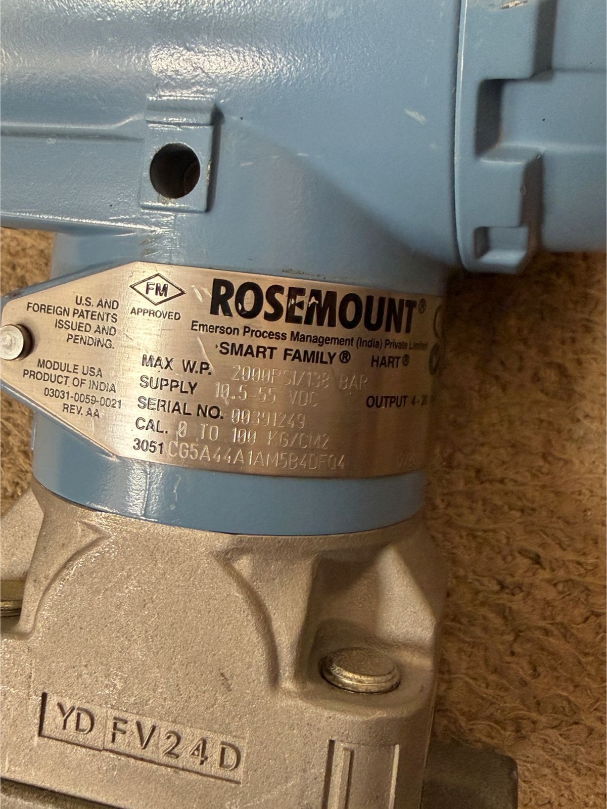 Rosemount / Pressure Transmitter / 3051CG5A44A1AM5B4DFQ4 / W.P. 2000PSI-138BAR