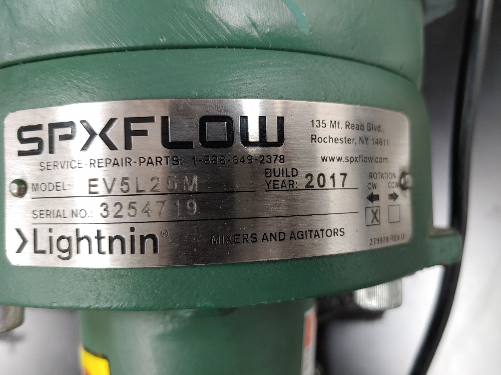 SPXFLOW Lightnin EV5L25M Mixer with BALDOR Motor