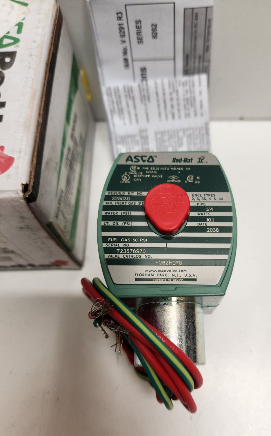NEW OLD STOCK! ASCO 120V1/4″ X 9/32″ SOLENOID VALVE 8262H078