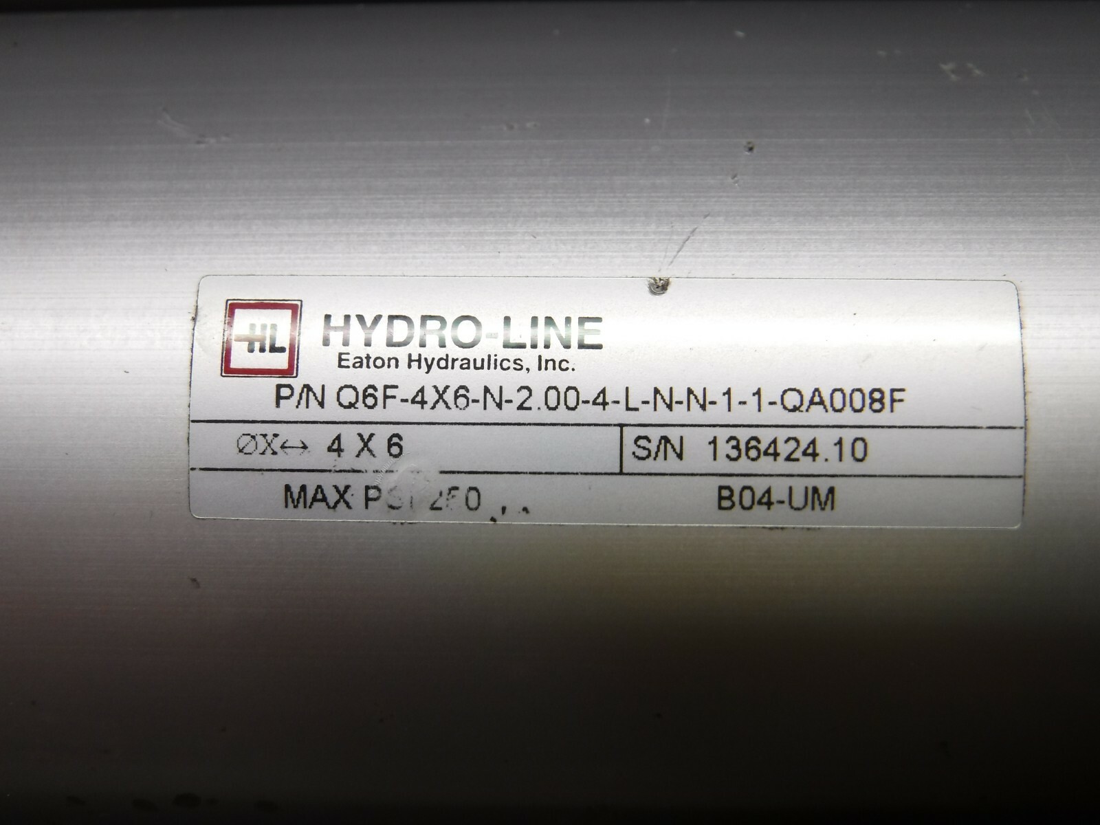 Hydro-Line (Eaton), Q6F-4X6-N-2.00-4-L-N-N-1-1-QA008F, Hydraulic Cylinder