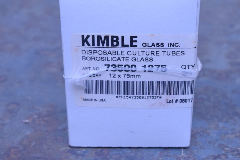 KIMBLE GLASS DISPOSABLE CULTURE TUBES BOROSILICATE GLASS 73500 1275 12X 75MM SI