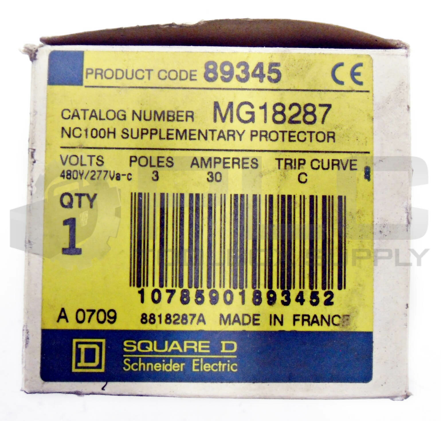 NEW SQUARE D MG18287 SUPPLEMENTARY PROTECTOR 30 AMP, 3 POLE, C CURVE, MG-18287