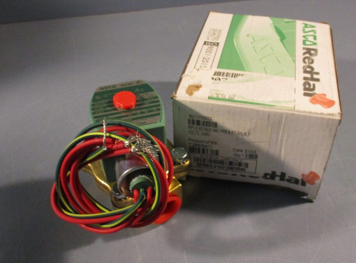 ASCO Red Hat Solenoid Valve 1/2″ NPT, 24V DC Watertight Coil 8210G002