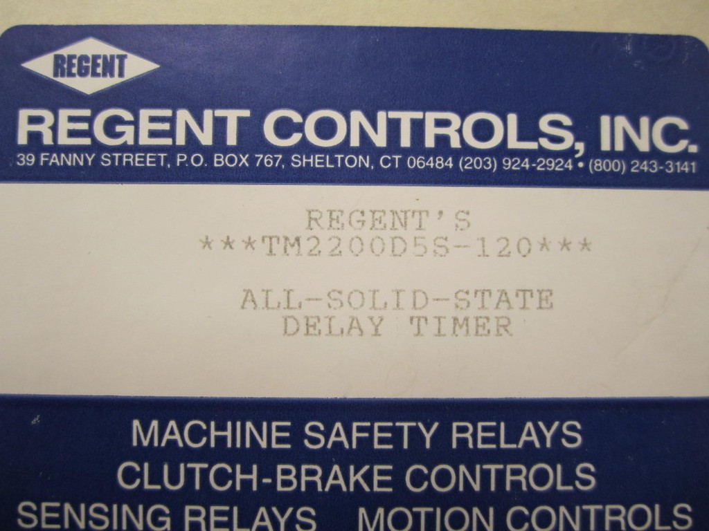 Regent Controls TM2200D5S-120 Timer TM2200D5S120