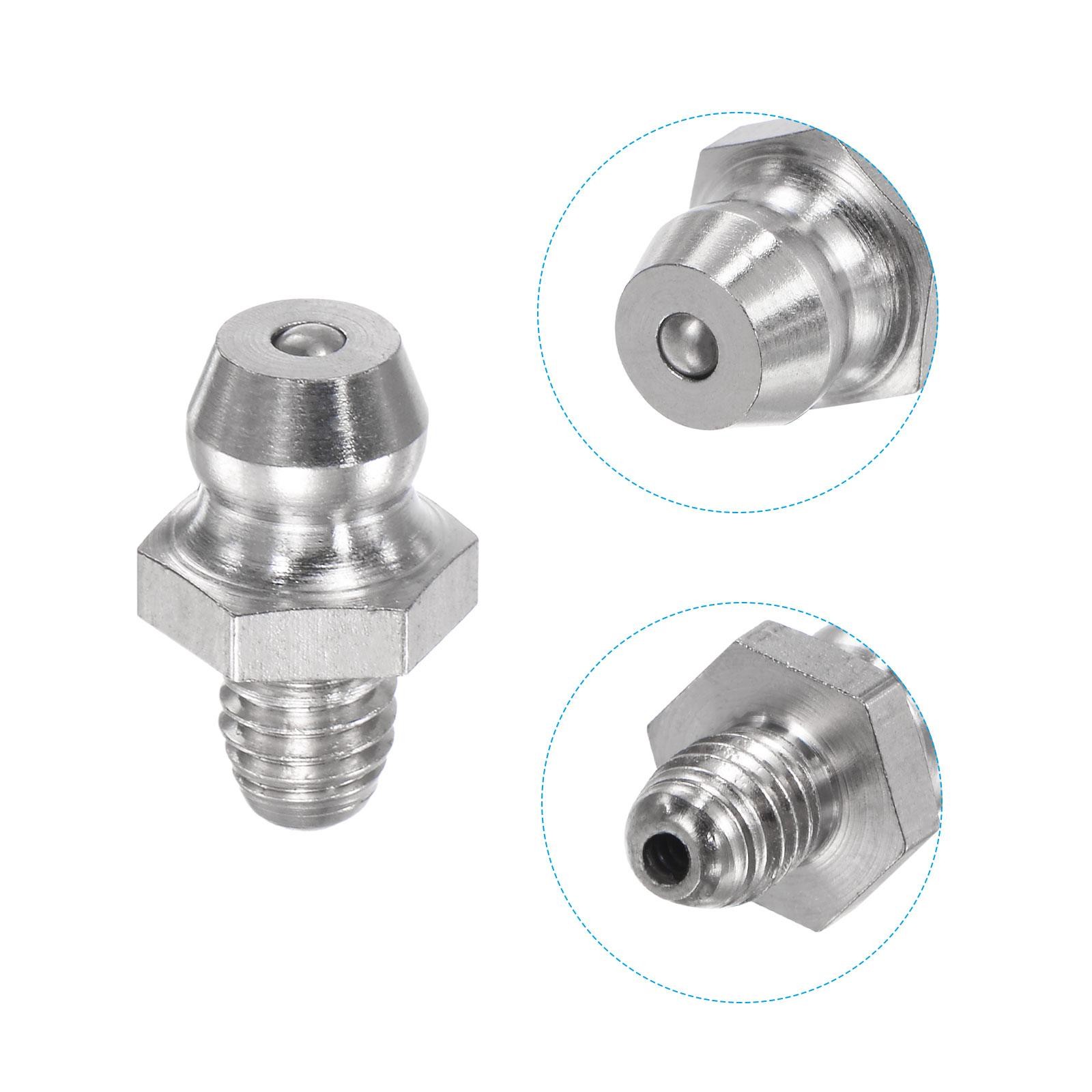 2Pcs Metric Stainless Steel Straight Hydraulic Grease Fitting M5 x 0.8mm Thread