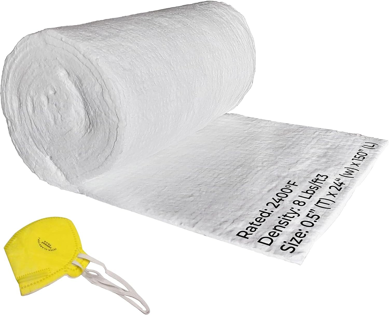 Ceramic Fiber Blanket – 2400F 8# , High Temp Thermal Insulation, 1/2″x24″x12.5′