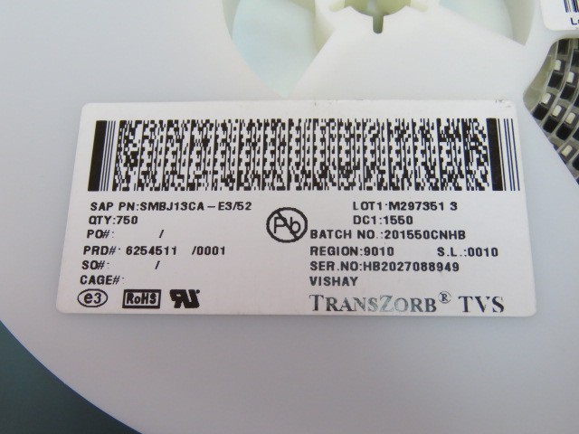 VISHAY SMBJ13CA-E3 Qty of 800 per Lot 21.5V Clamp 27.9A Ipp Tvs Diode Surface