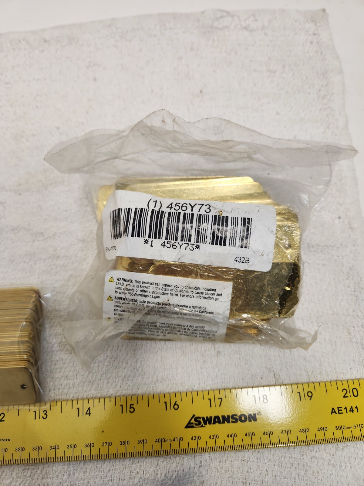 GRAINGER APPROVED 41292 Blank Tag,Brass,1in H,3in W,Yellow,PK125 456Y73