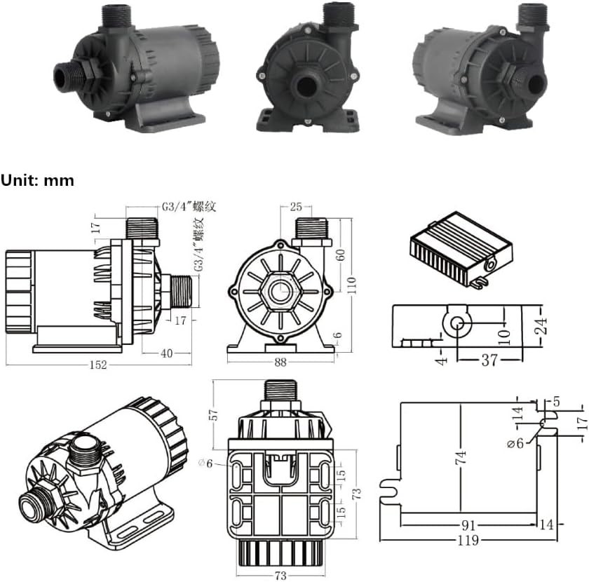 SHYSKY Heavy Duty Low Noise 24V 120W Micro Brushless DC Water Pump DC60G-24120S-
