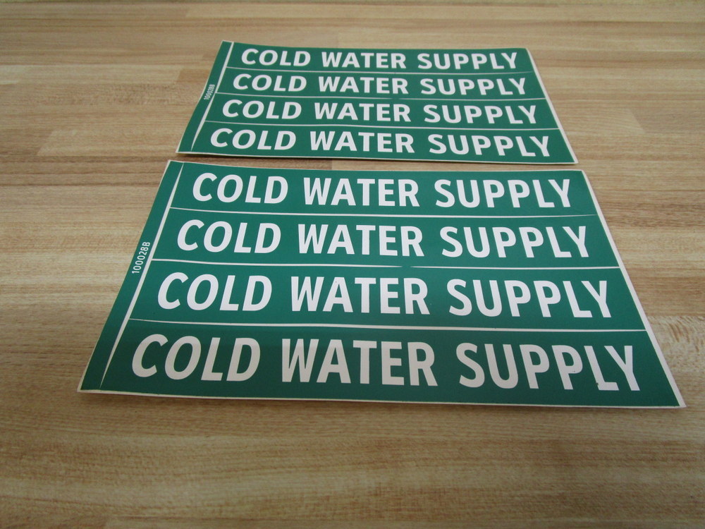 Lab Safety Supply 100028B Cold Water Supply Sign (Pack of 2)