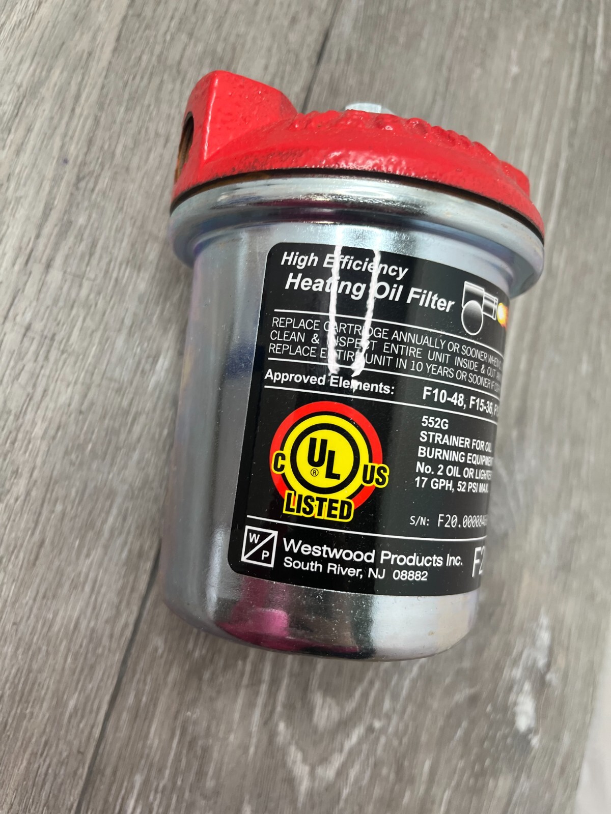 Westwood F20 F-20 Oil Filter Cast Iron Top Pure-Oil Element, Beatup Box