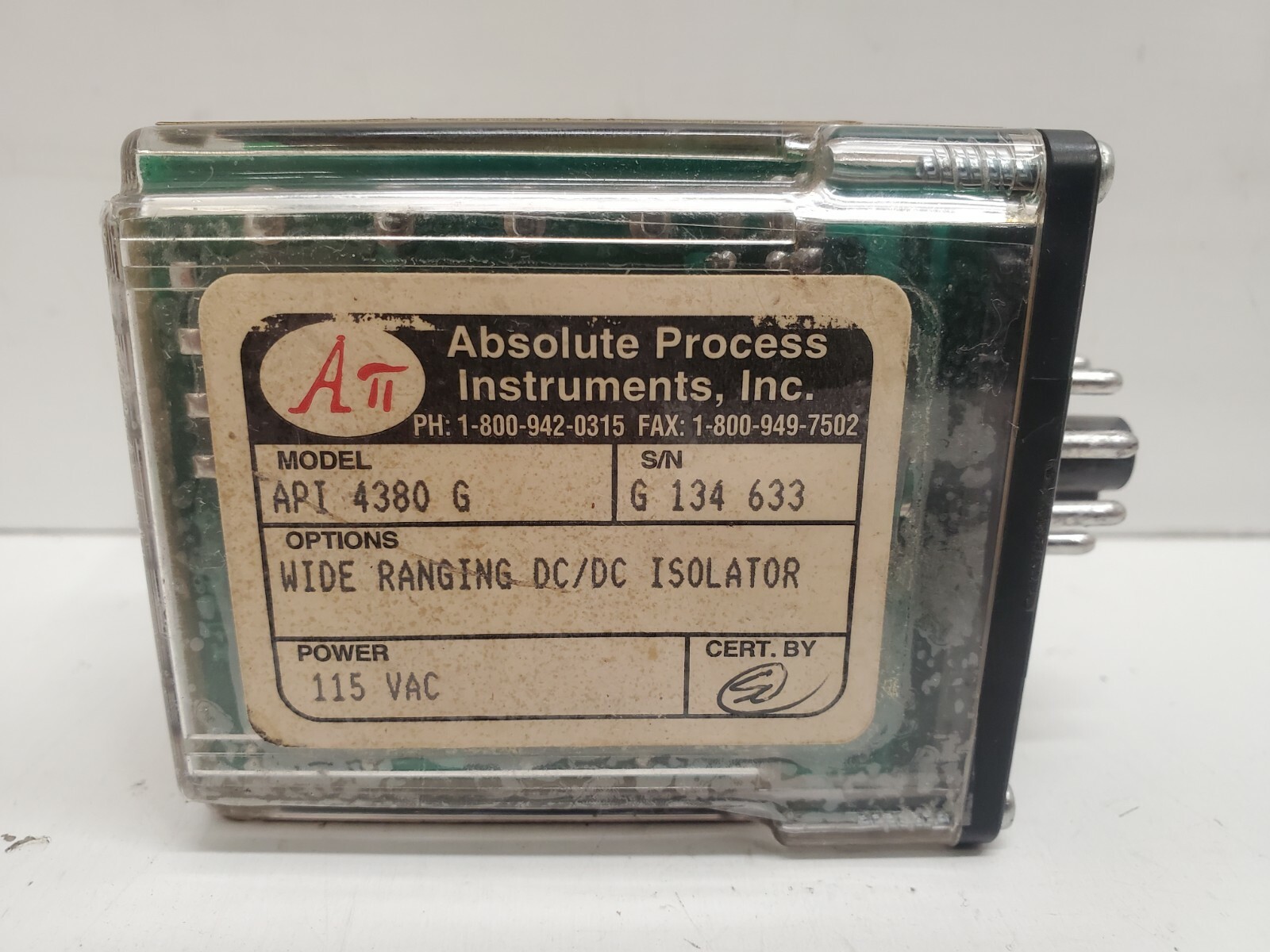 GUARANTEED! ABSOLUTE PROCESS 115VAC WIDE RANGING DC/DC ISOLATOR API-4380-G