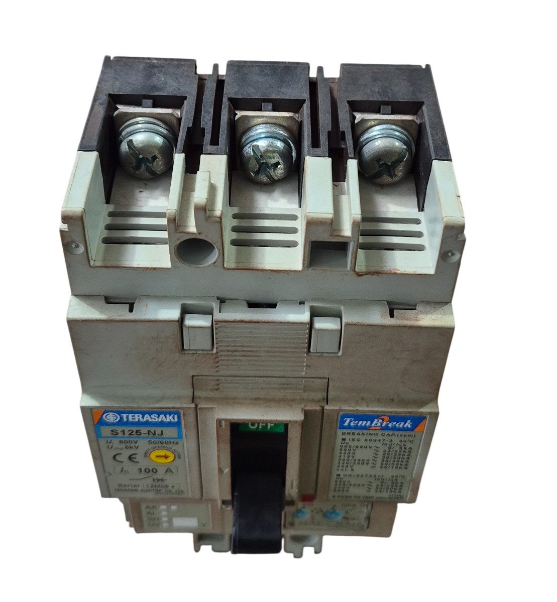 TERASAKI TemBreak S125-NJ 100A 3 Pole Circuit Breaker 8kV Rated 800V