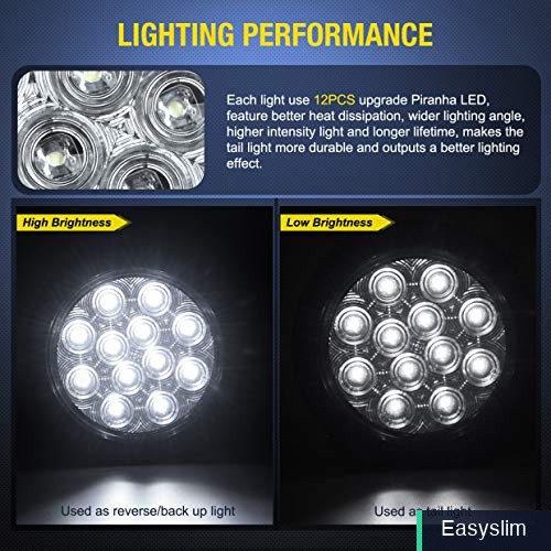 Reverse Light 4″ LED Round White 12 Piranha LEDs Truck Trailer 2 Pc