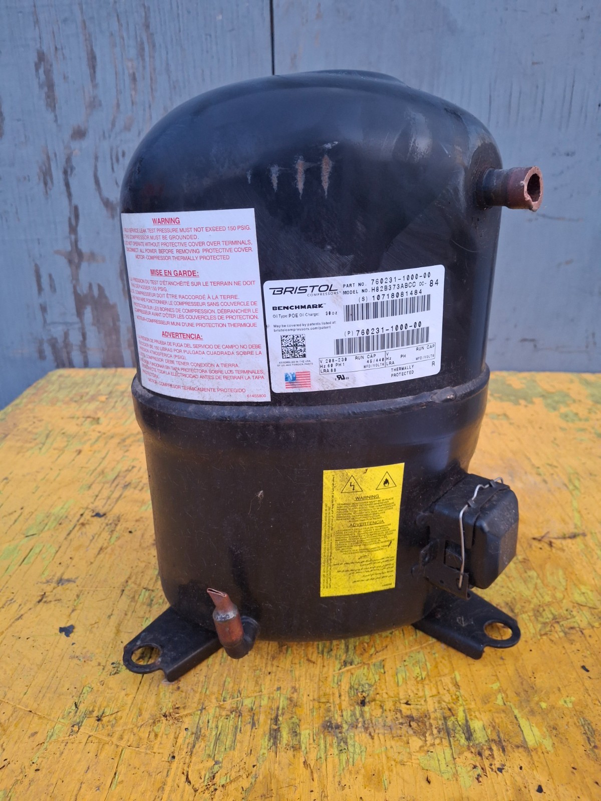Bristol H82B373ABCC SP 440v Ton Aircon Rotary Reciprocating Compressor
