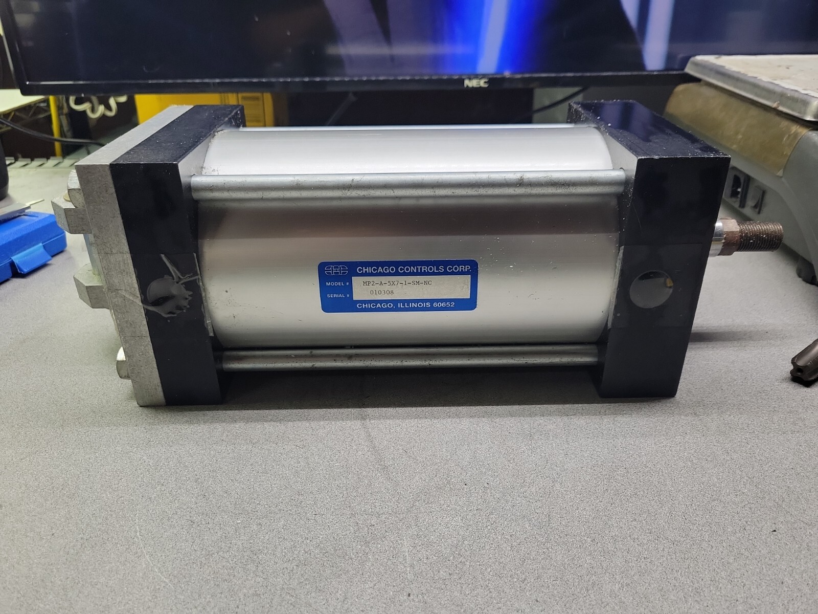 (8F1) CHICAGO CONTROLS PNEUMATIC CYLINDER, MP2-A-5X7-1-SM-NC