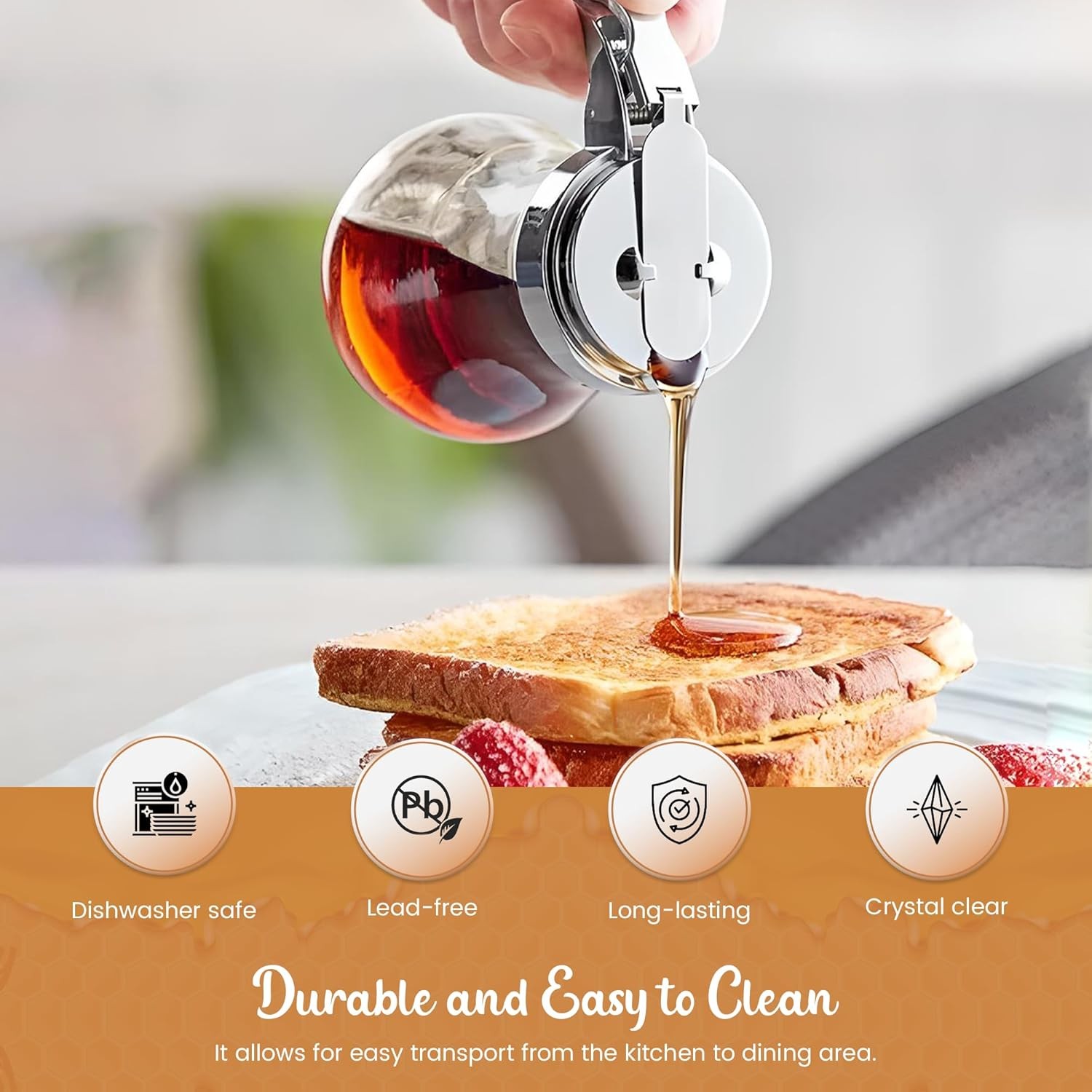 OCS Parts 12-Pack 5.75″ 14 Ounce Glass Syrup Dispensers with Dispensing Lever