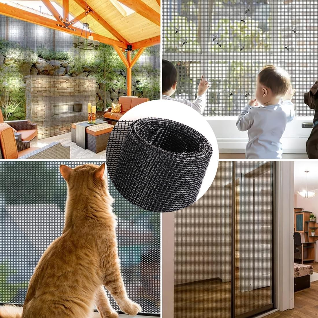 Pet Proof Window Screen Replacement 48″x100″ Adjustable Thicken Charcoal Gray