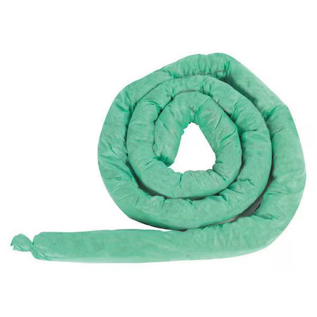 Condor 35Zr53 Absorbent Sock, Green, 10 Gal., 10 Ft., Pk4