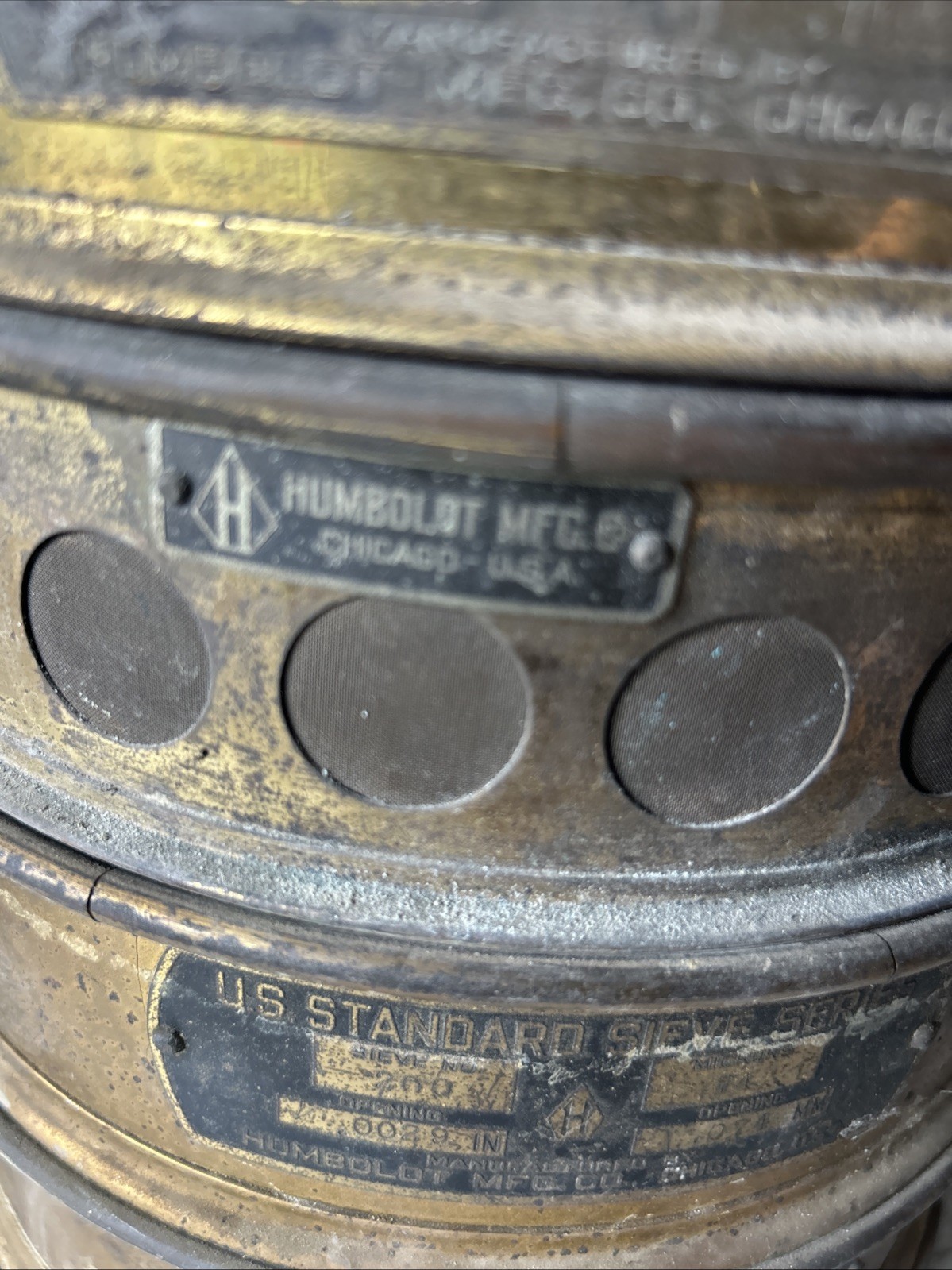 Vintage USA Standard (5) Testing Sieves Brass/steel With bottom And Top
