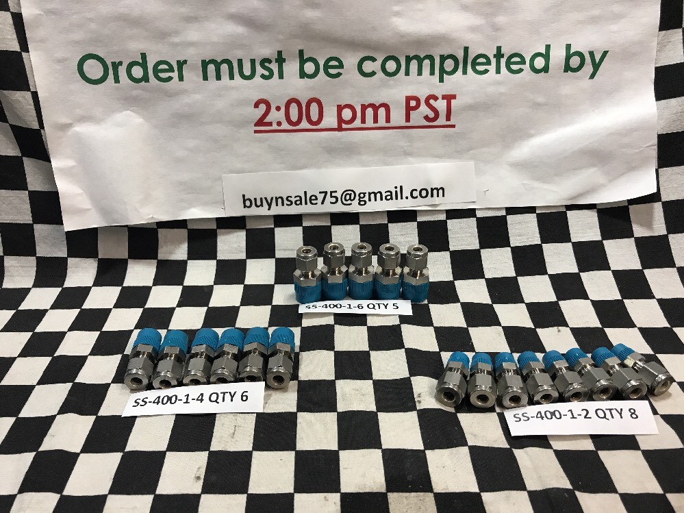 19x SWAGELOK Male Connector 1/4″ T, SS-400-1-4, SS-400-1-6, SS-400-1-2 #1549F1