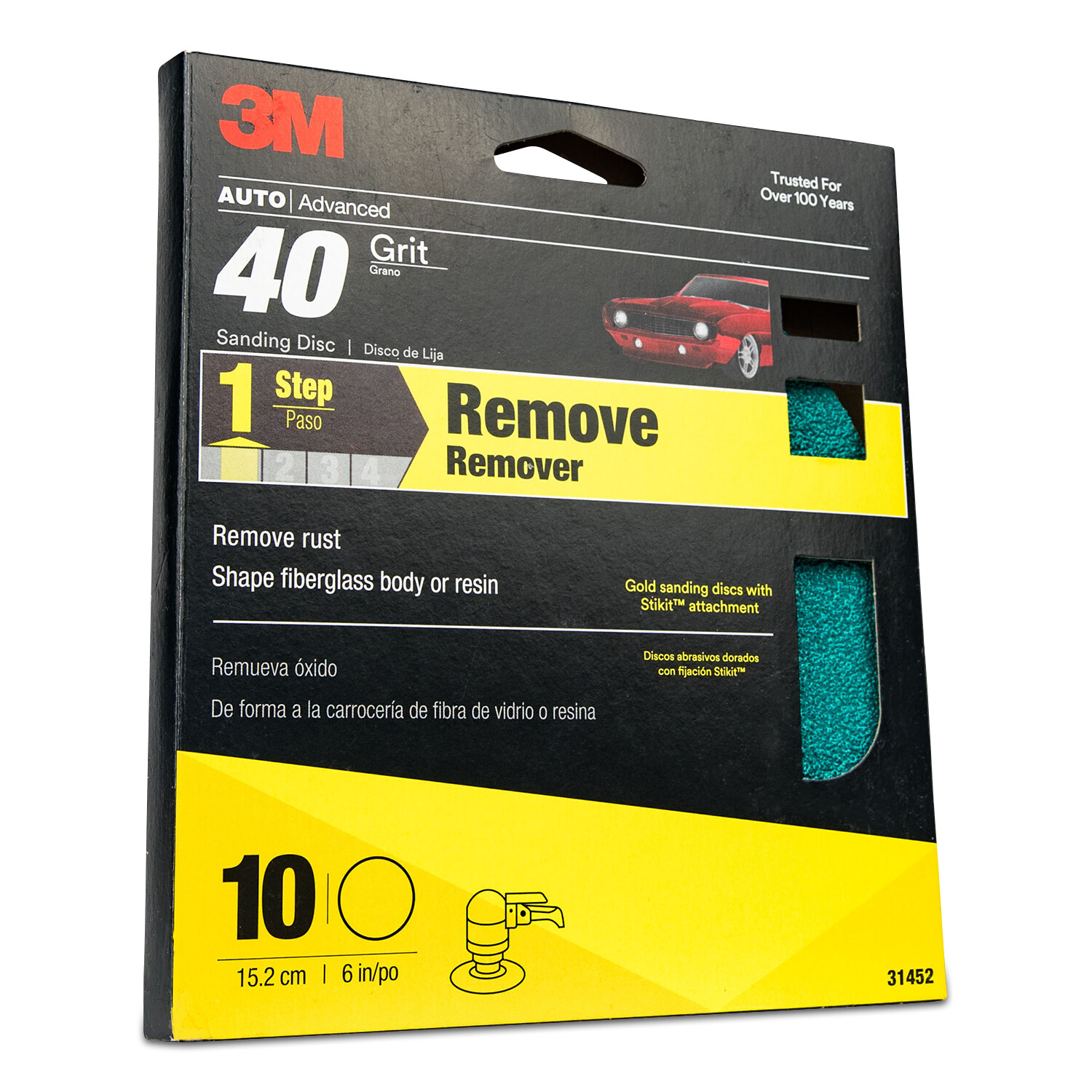 3M Sanding Discs with Stikit Attachment 10 Pack, 31452, 6 in, 40 g (Case of 10)