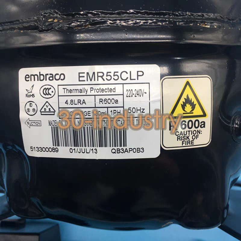 1PCS New For Embraco Compressor EMR55CLP R600a LBP Disp.9.05cc 165W