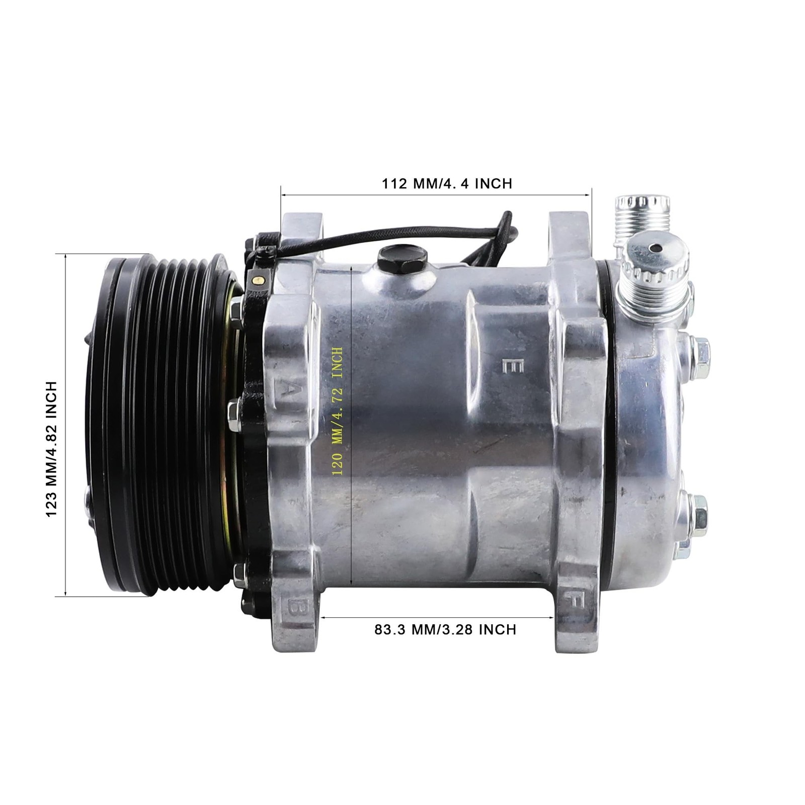 Universal A/C Compressor 6PK Clutch Sanden 508 5H14 R134A Serpentine Belt 12V