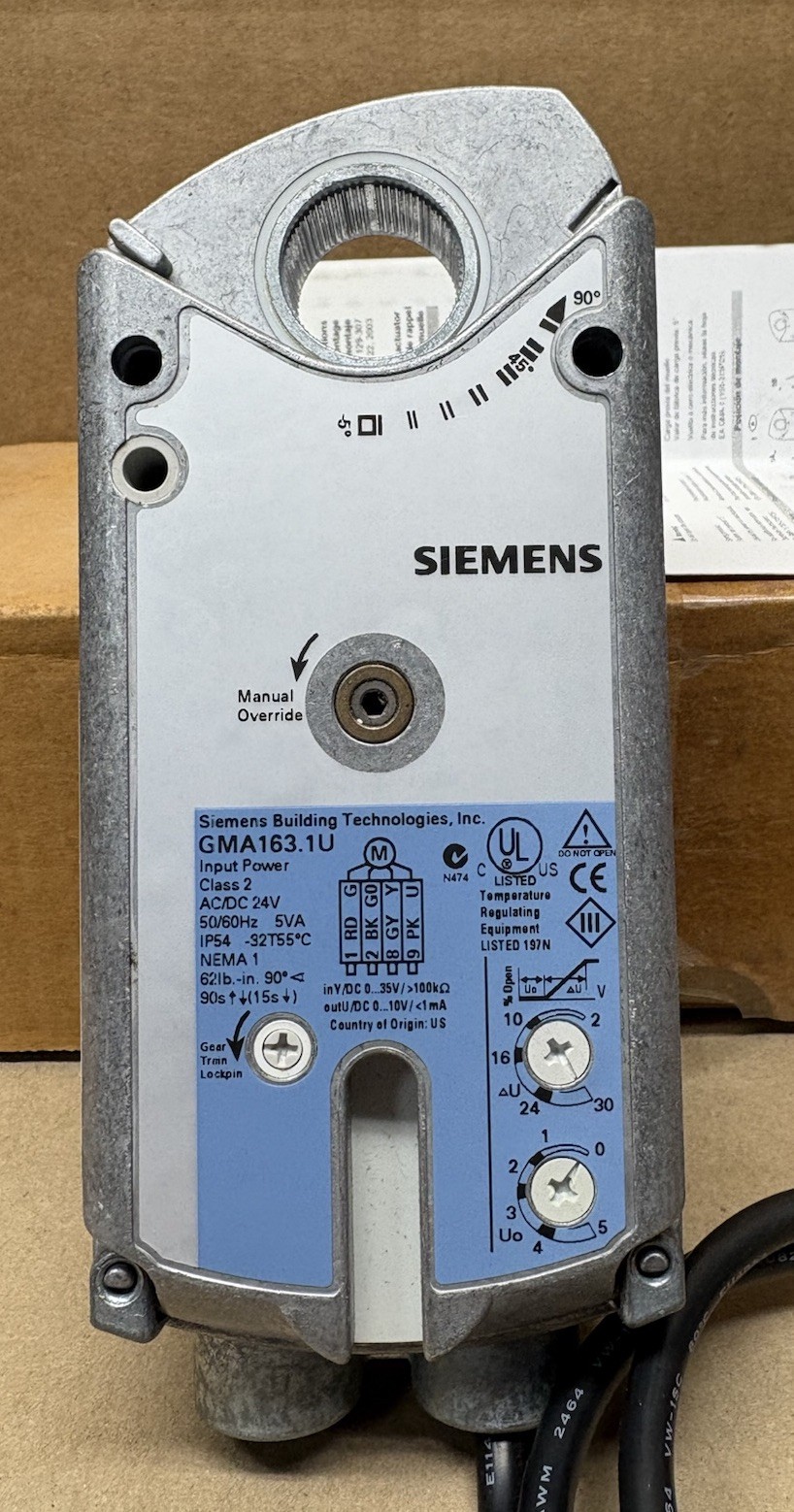 SIEMENS Open Air Actuator GMA16131U Adjustable Start/Slope HVAC NOS