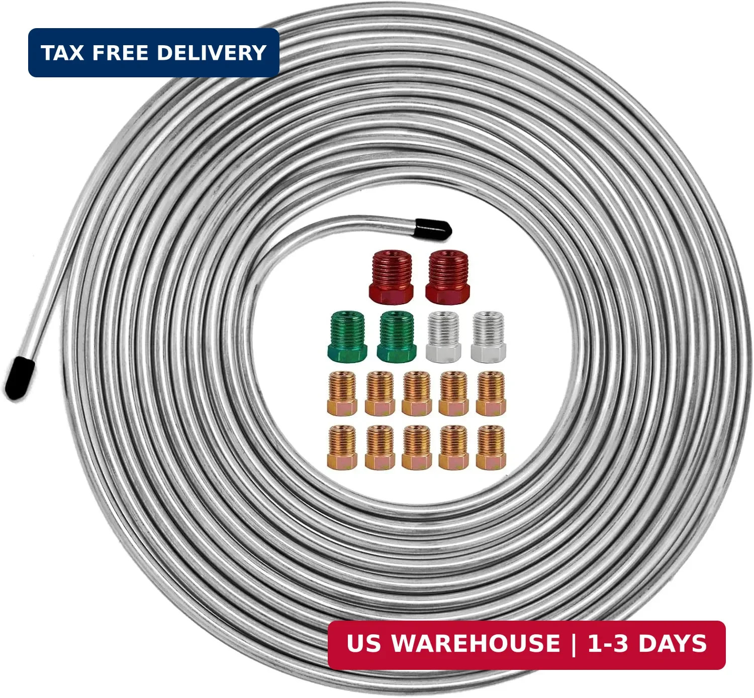 3/16 Stainless Steel Brake Line Kit 25FT Tubing Roll w/16 Fittings