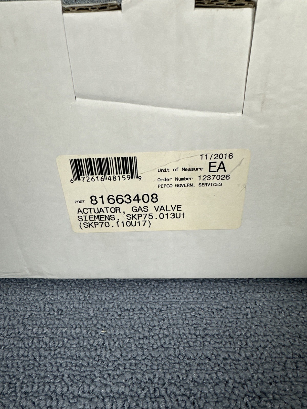 Siemens SKP75.013U1 120V Gas Valve Actuator