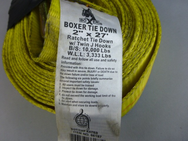 Boxer 66187 2″ x 27′ Ratchet Tie Down W/ Twin J Hooks