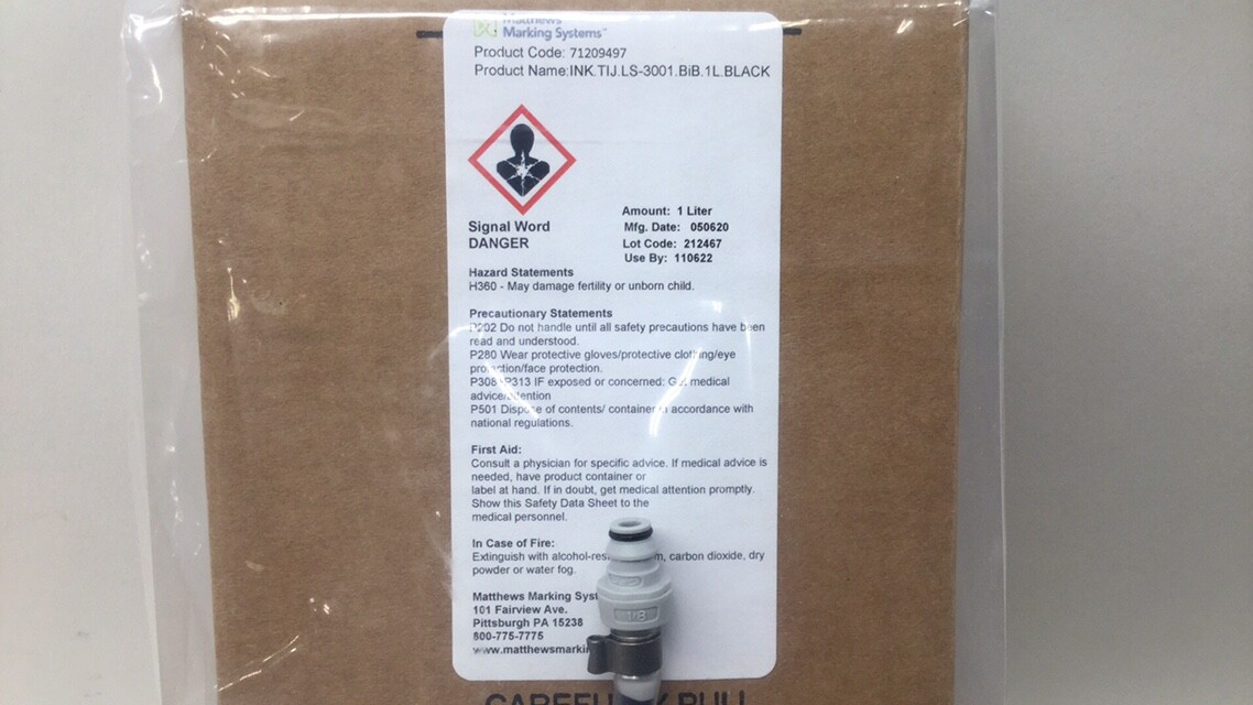 Matthews Marketing Systems 71209497 Ink Pouch 1 Liter TIJ.LS-3001.BiB.1L.Black