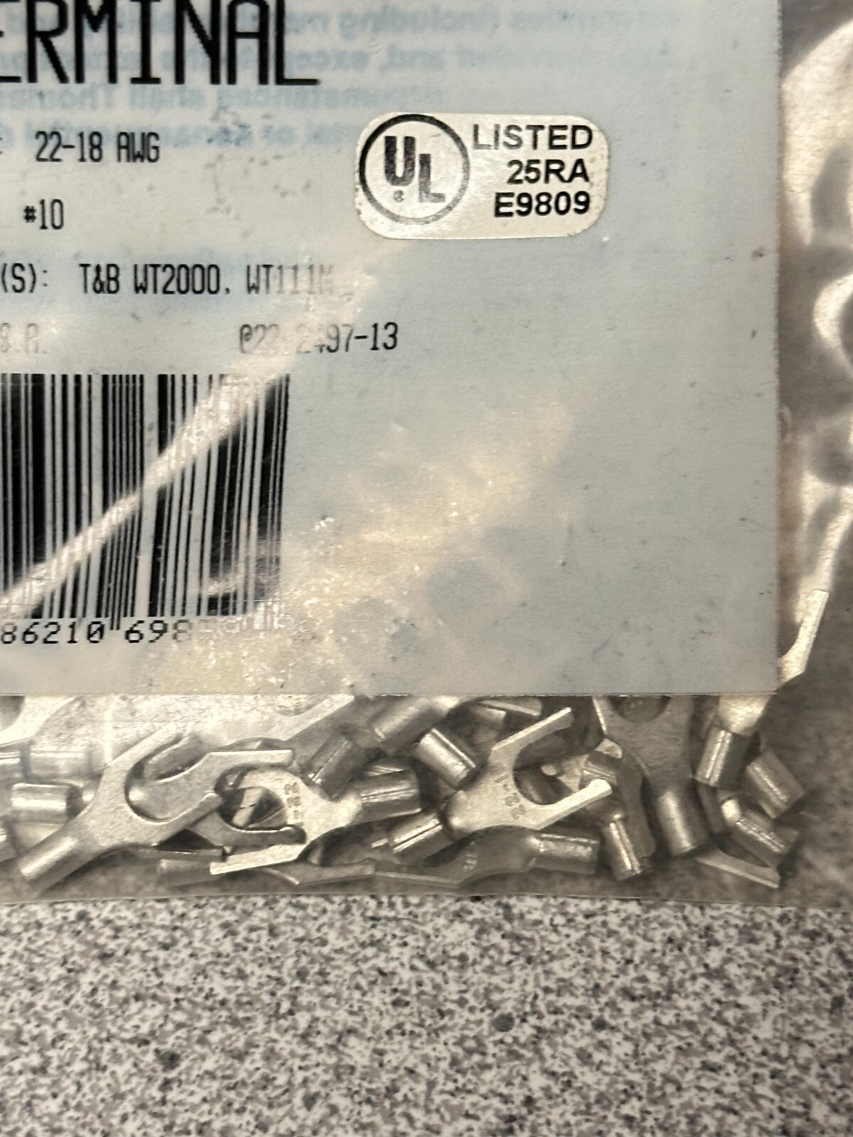NEW 50 pk Thomas Betts T10-10LF Uninsulated Locking Fork Terminal 22-18AWG #10
