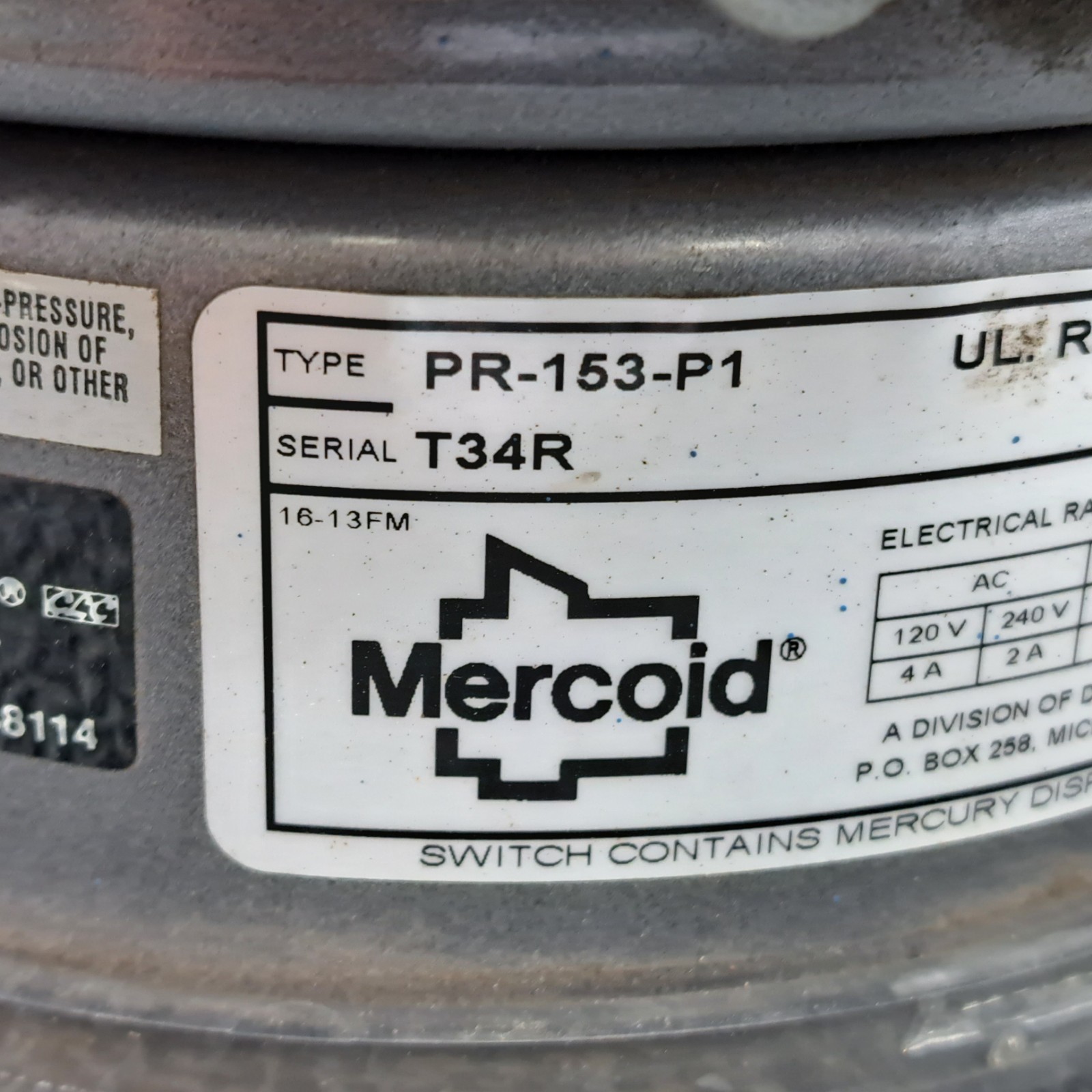 Mercoid Control PR-153-P1 Differential Pressure