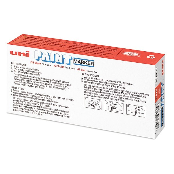Uni-Paint 63702 Permanent Marker, Fine Tip, Red Color Family, Paint, 12 Pk