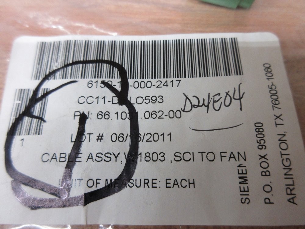 Siemens 66.1031.062-00 Cable Assembly CC11-DGL-O593